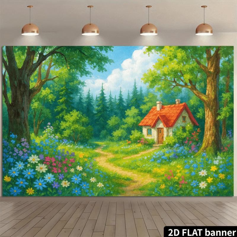 2D Flat Surface 1 Piece of Background Fabric for the Fairy Tale Forest Cottage Can Be Used for Event and Festival Decoration
