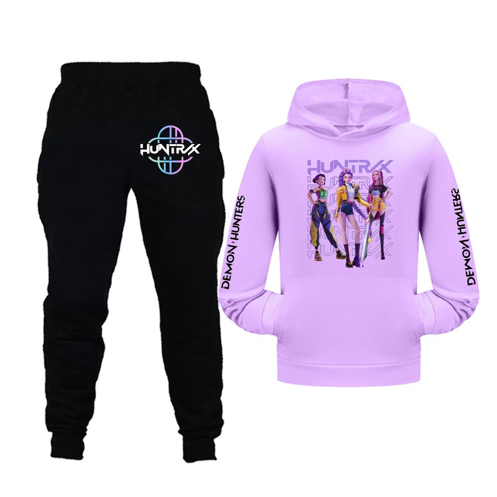 Kids Girls Long Sleeve Hooded Sweatshirt And Pants Set For Toddler And Big Kids 2Pcs Outfits