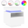 Bedside Cabinet with White LED Lights 40x39x48.5 Cm