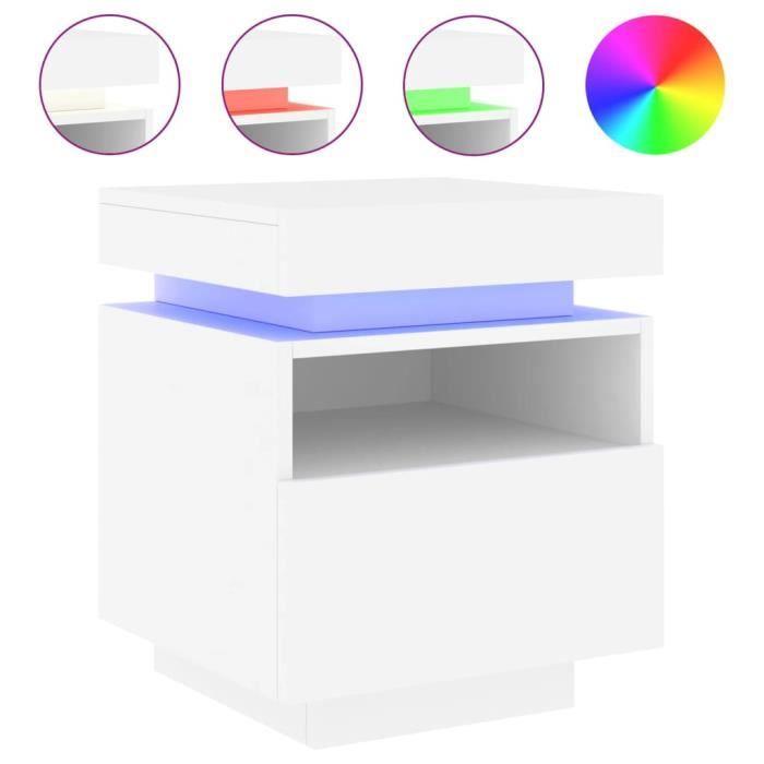 Bedside Cabinet with White LED Lights 40x39x48.5 Cm