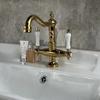 French vintage Faucet European Gold Double handle Faucet Bathroom sink faucet ceramic Single Hole Hot and Cold Faucet 66035