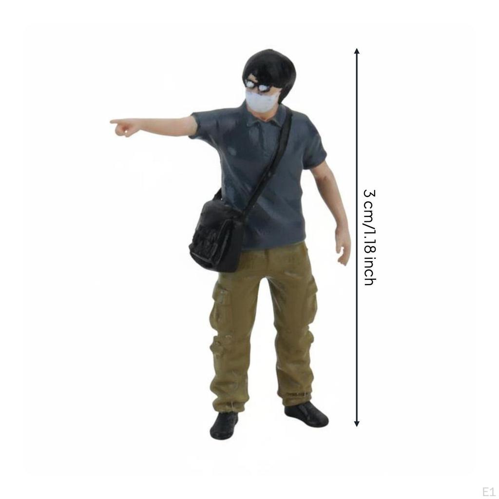 1:64 Miniature Person Figurine Simulation Style Glasses Bag Man Model Workmanship 1/64 Scale Figure