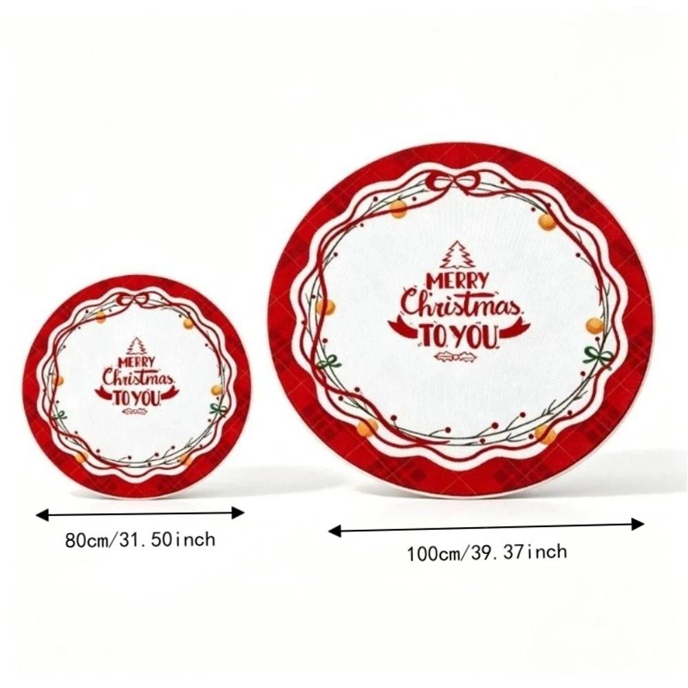 Reindeer Christmas Rug 2D Flat Printed Round Carpet Holiday Decor Christmas Doormat Party