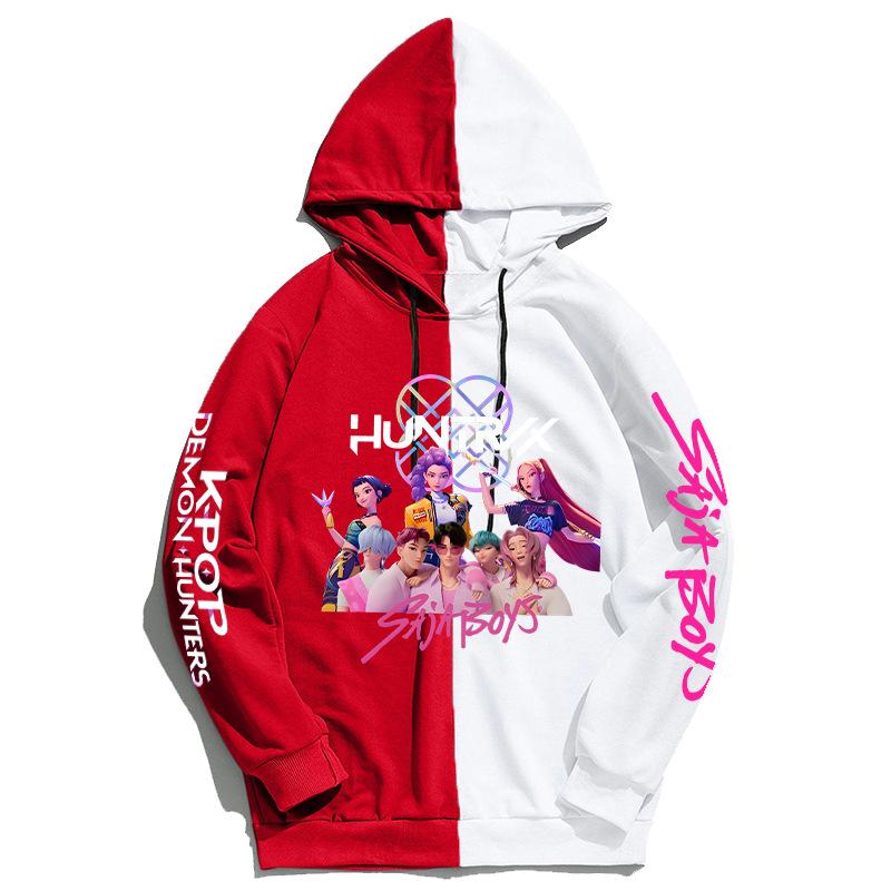 KPop Lovci démonů Periferní Barevně blokovaná Mikina Ležérní Pohodlná Podzim Zima Uvnitř Venku Všestranná Módní Mikina