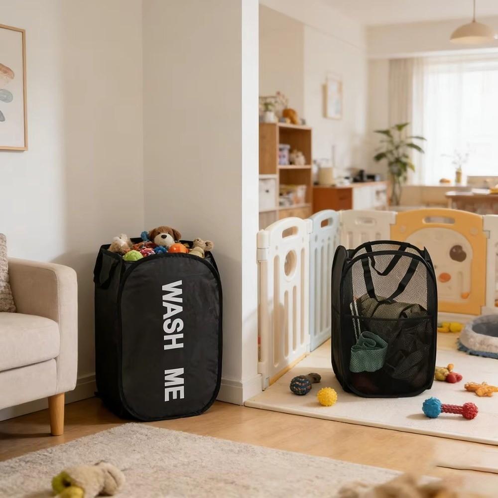 Foldable Portable Laundry Hamper Breathable Mesh Large Capacity Pop Up Storage Box Washable Space-Saving Pet Storage Basket