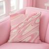 Art Pastel Pink Liquid Marble Cushion Cover Pink Linen Texture Cushion Cover Double Sided Invisible Zipper Deco