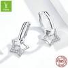 Boucle d'oreille pentagramme en argent sterling S925, boucles d'oreilles étoile zircon plaqué platine vent minimaliste Bse276