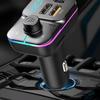 Handsfree Car Blue Tooth 5.0 FM Transmitter Dual USB QC3.1 Car Charger RGB Light Handsfree Mp3 Music Player Support TF Card