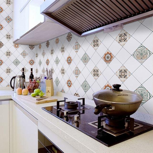 DIY Oil Proof Kitchen Furnitur Wall Stickers Self Adhesive Papel De Parede Bathroom Tile 3D Waterproof Vinyl Cabinet Wallpaper