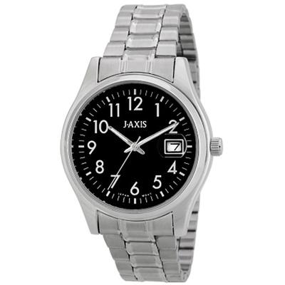 J-AXIS Unisex NHG01-SBK (Sun Flame) Round Watch Silver Analog