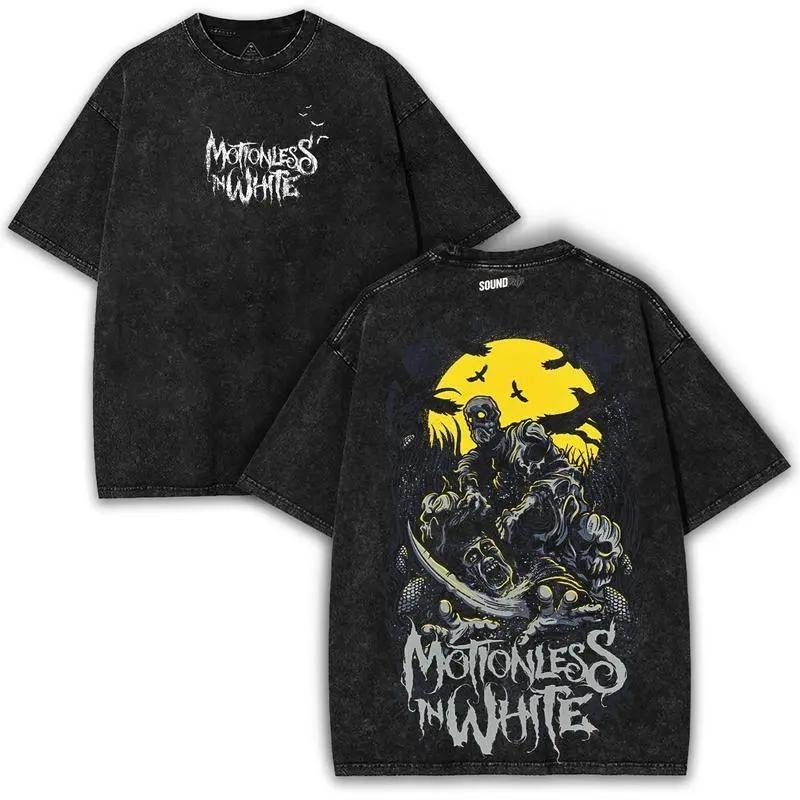 Motionless In White x Zombie Moon Heavy Cotton Shirt | Dark Horror Rock Graphic Unisex T-Shirt XXL