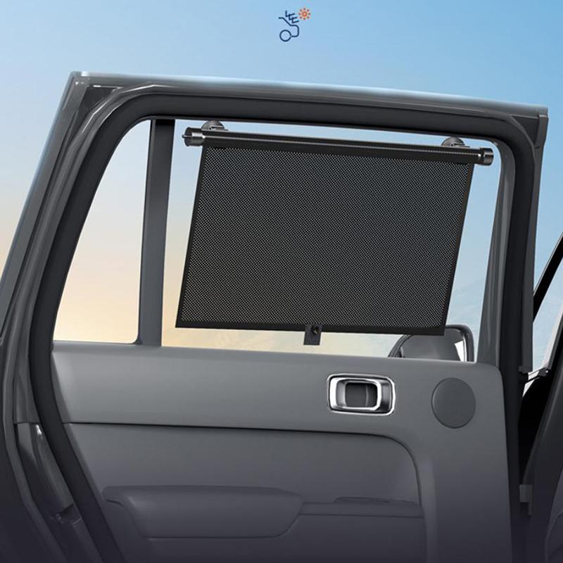 Retractable Car Side Window Sunshade Uv Blocking Roller Curtain Mesh Pvc Sun Protection Cover Summer Car Travel Accessory