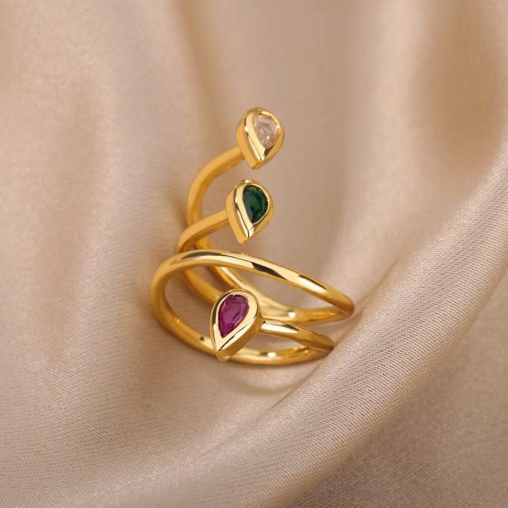 Exquisiter grüner Zirkon-Blumenring Damen Premium Vintage Ring