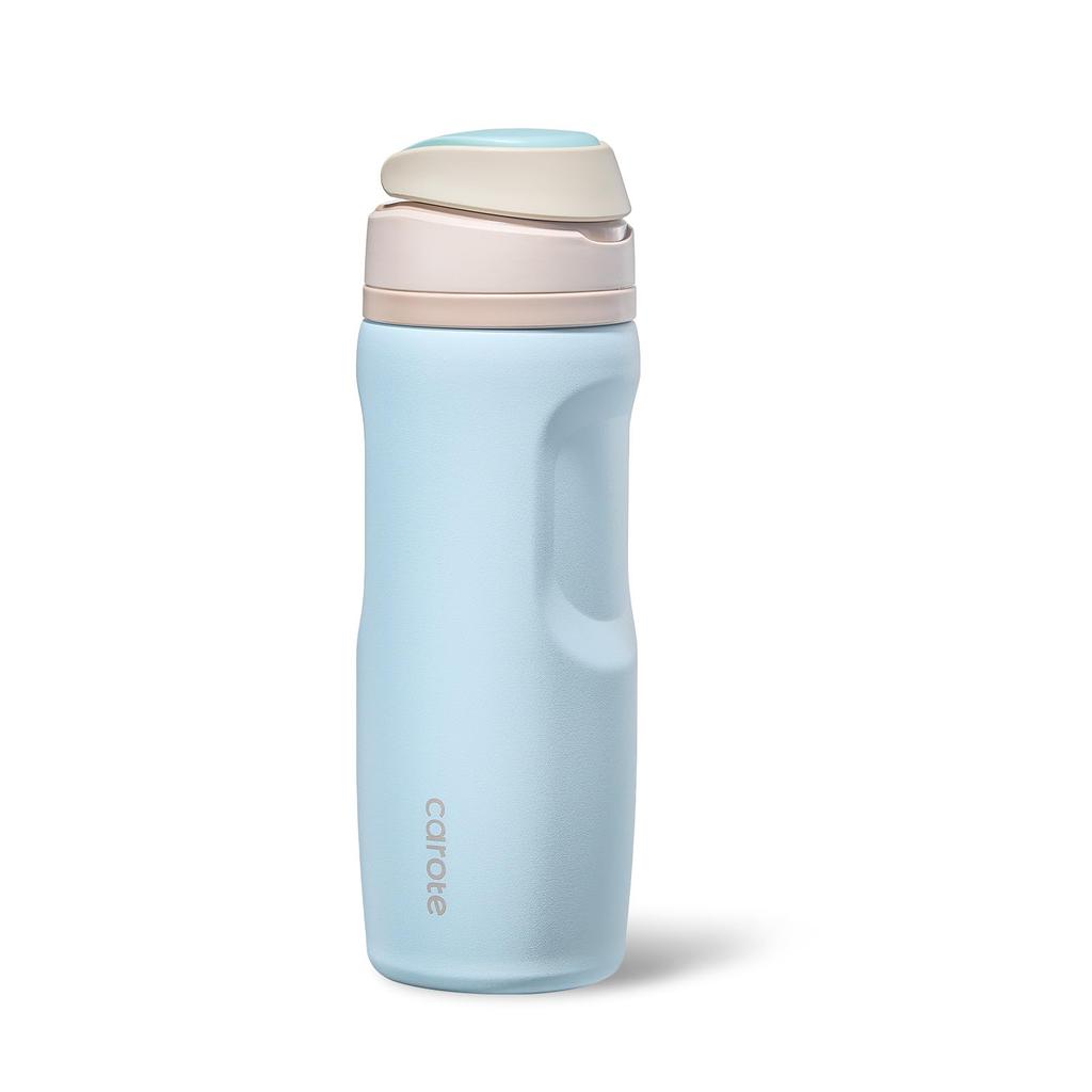 CAROTE 780ml Vacuum Insulated Stainless Steel Thermos with Insulated Straw for a Unobtrusive Integrated Lid for Easy Dishwasher Light Blue Straw,