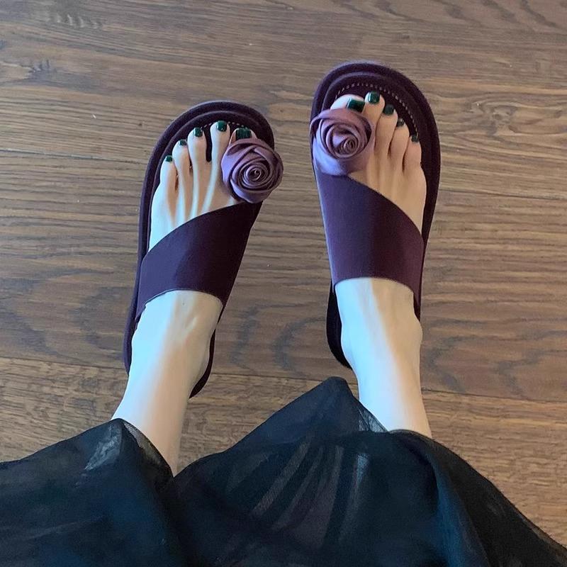 Flower Women Beach Slippers Clip Toe Shoes Woman Flats Sandals Summer 2025 Trend Dress Casual Flip Flops Comfort Slides Mujer