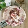 Crystal Velvet Angel Printed Circular Area Rug, Round Carpet Suitable for Bedroom And Living Room Decor, Non-Slip Mat for Bedside.