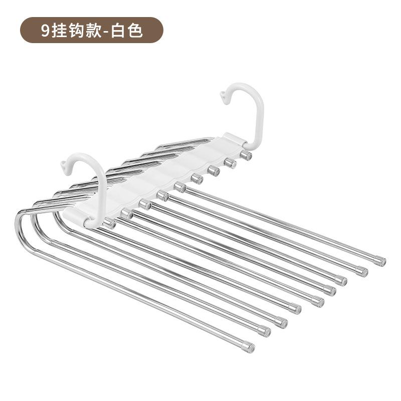Stainless Steel Folding Pants Hanger – Multi-Layer Magic Clips & Retractable Space-Saving Organizer