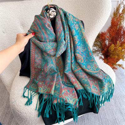 70X180Cm Winter Warm Thick Jacquard Scarf Outdoor Women Travel Paisley Cashmere Tassel Shawl Neck Wrap Pashmina