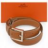 Auth Leather Belt Silver Hardware Gold He9914bb