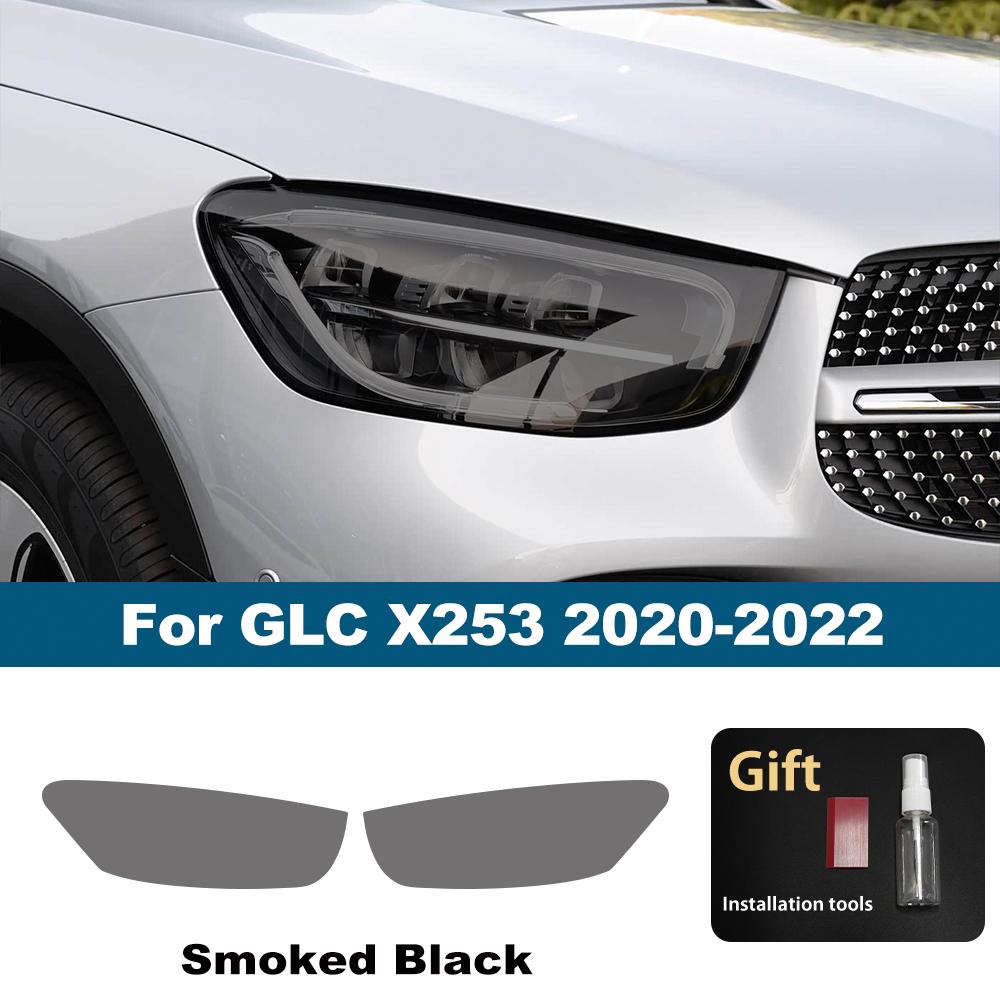 For Mercedes Benz GLA/GLB/GLC/GLK/GLE/GLS Pre-Cut TPU Headlight PPF Smoke Black High Gloss Anti-Scratch Protective Vinyl Wrap
