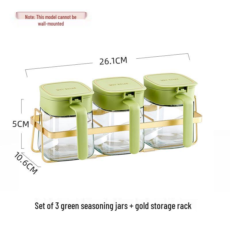 Glass Kitchen Seasoning Set: Salt, MSG, Pepper Jars & Storage Bottles
