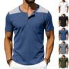 Men's Round Neck Single Breasted Casual Sportswear With Pockets And Contrasting Colors Short Sleeved