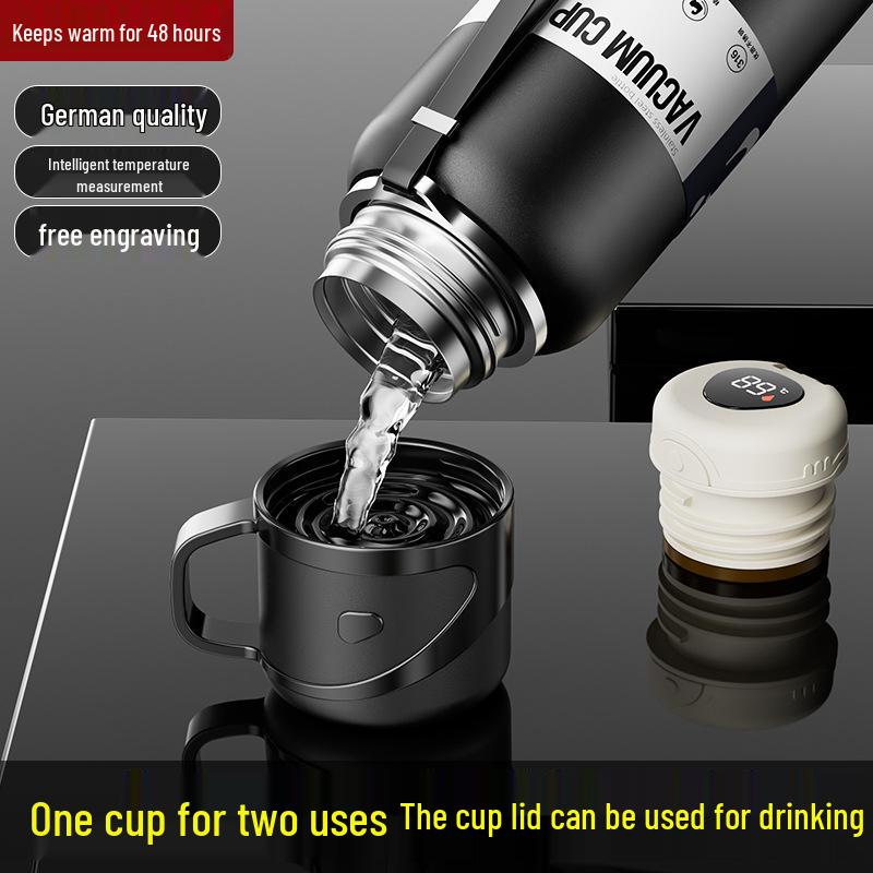 Smart Portable Stainless Steel Insulated Water Cup for Men - Large Capacity with Tea Infuser