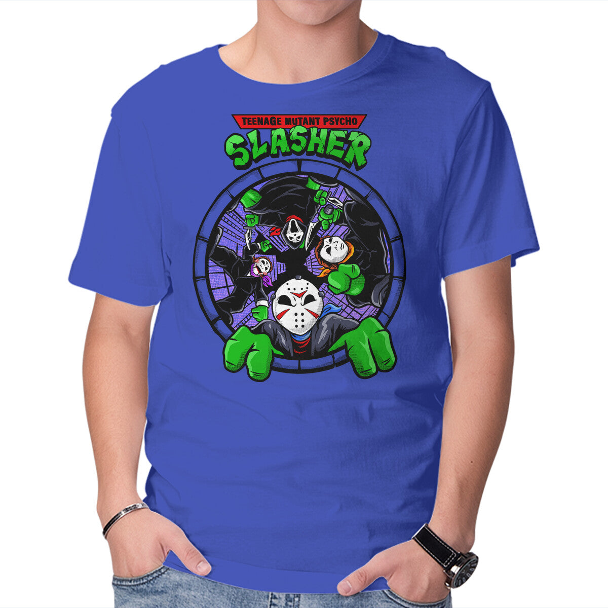 Unisex Crew Neck T-Shirt Four Slashers Graphic Short Sleeve Casual Tee XS