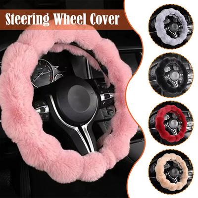 Car Steering Wheel Cover Warm & Cozy Universal Protector For Women's Car Accessories Plush Car Decoration I3T3