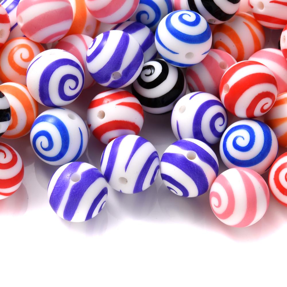 15mm 10Pcs Silicone Printed Circular Spaced Beads Without Bisphenol A Food Grade Focus Beads Baby Chew Toys Necklaces Jewelry