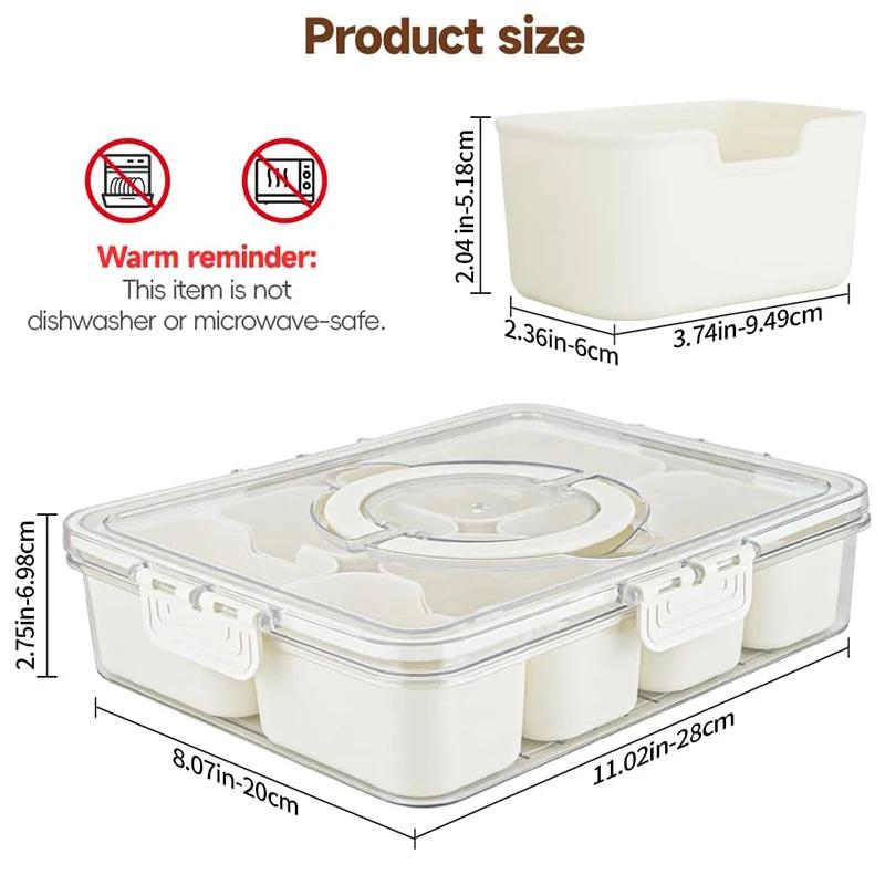 Divided Serving Tray with Lid and Handle, Portable Snackle Box for Party, Veggies, Snack, Fruit, Nuts, Candy, Christmas Picnic