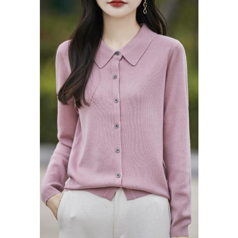DAFIFY Women's Fashion Casual Fall Winter Solid Color Print Long Sleeve POLO Neck Sweaters