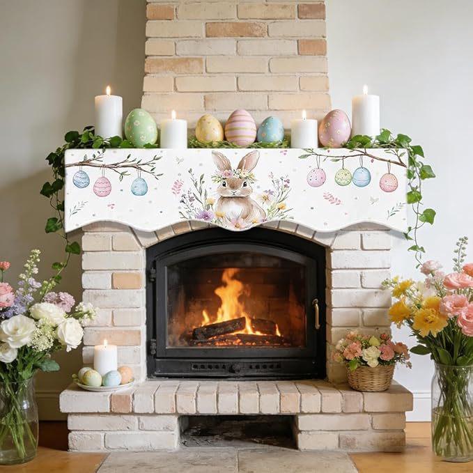 Easter Fireplace Scarf and Valance Curtains for Doors and Kitchens