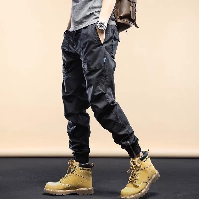 Men's Loose Fit Multi-Pocket Harem Pants - Korean Casual Style with Zipper