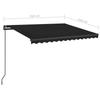 VidaXL Manual Retractable Awning with LED 3.5x2.5 M Anthracite 3070124