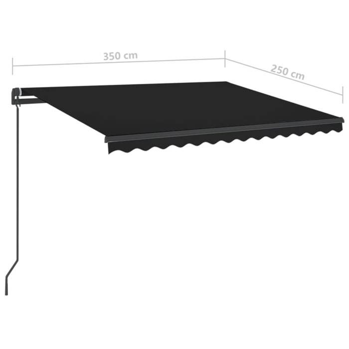 VidaXL Manual Retractable Awning with LED 3.5x2.5 M Anthracite 3070124