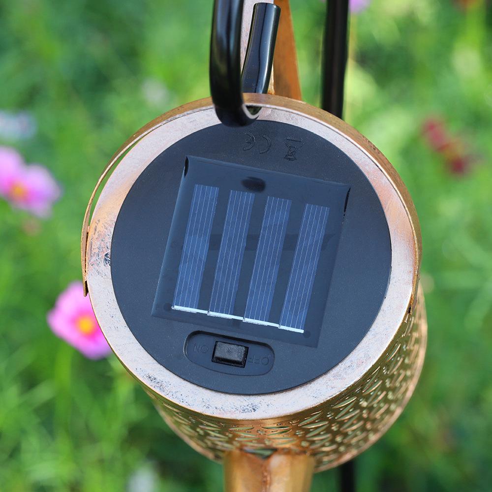 Solar Kettle Light: Outdoor Garden Decoration with Wrought Iron Water Sprinkler