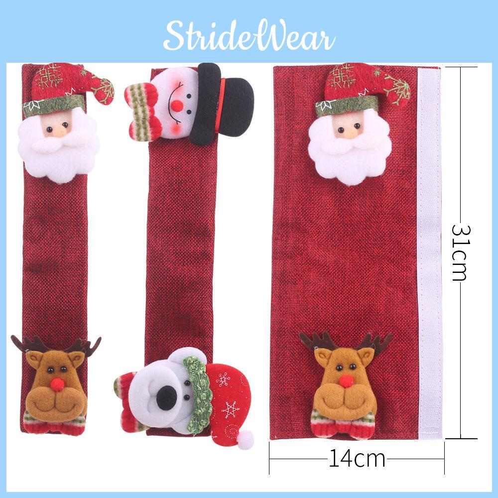 Cheerful Christmas Burlap Handle Covers Set Of Four Adorable Santa Claus Decor