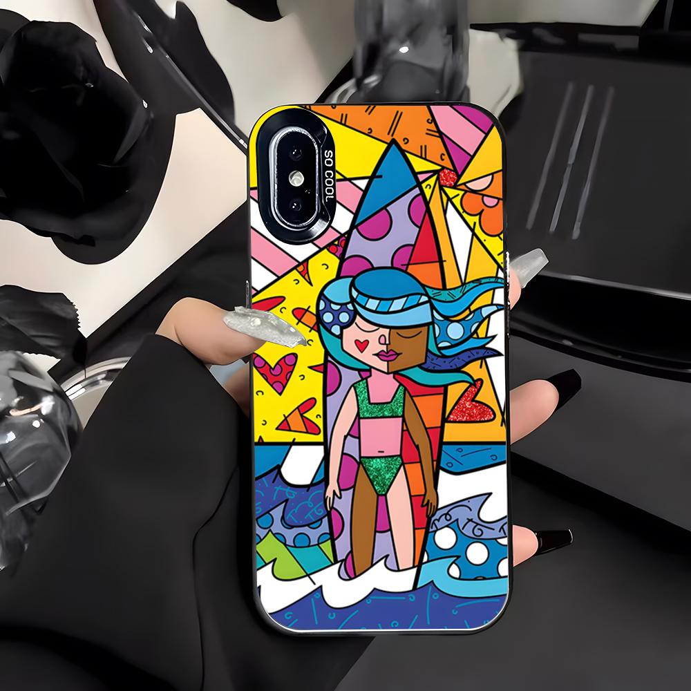 Artist R-Romero B-Britto Phone Case For IPhone 17 Air 16 E 15 14 Plus 13 12 11 Pro Max Colored Silver Cover