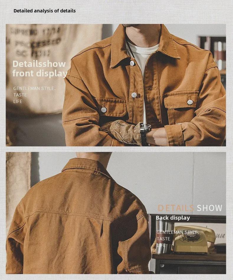 Men's American Heavyweight Retro Denim Jacket - Trendy, Loose-Fit Workwear for Spring and Autumn.