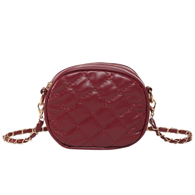 

Текстурированная ромбовидная цепочка, сумка для мобильного телефона, новый нишевый дизайн, кошелек для мелочи, модный темперамент, кроссбоди, на плечо, круглая сумка бордовый