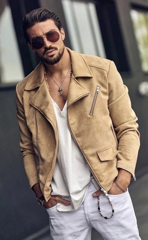 

Кожаный Бомбер Повседневный Стильный Мужской Пиджак Коричневая Замша Ручная Работа Натуральная Овчина 3XL коричневый