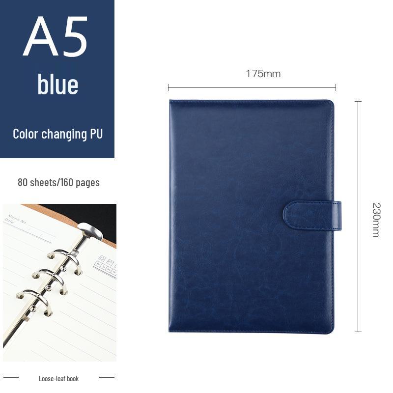 A5 Hochwertiges Leder-Cover Notizbuch mit losen Blättern - Individuelles Logo Firmen-Geschenkset