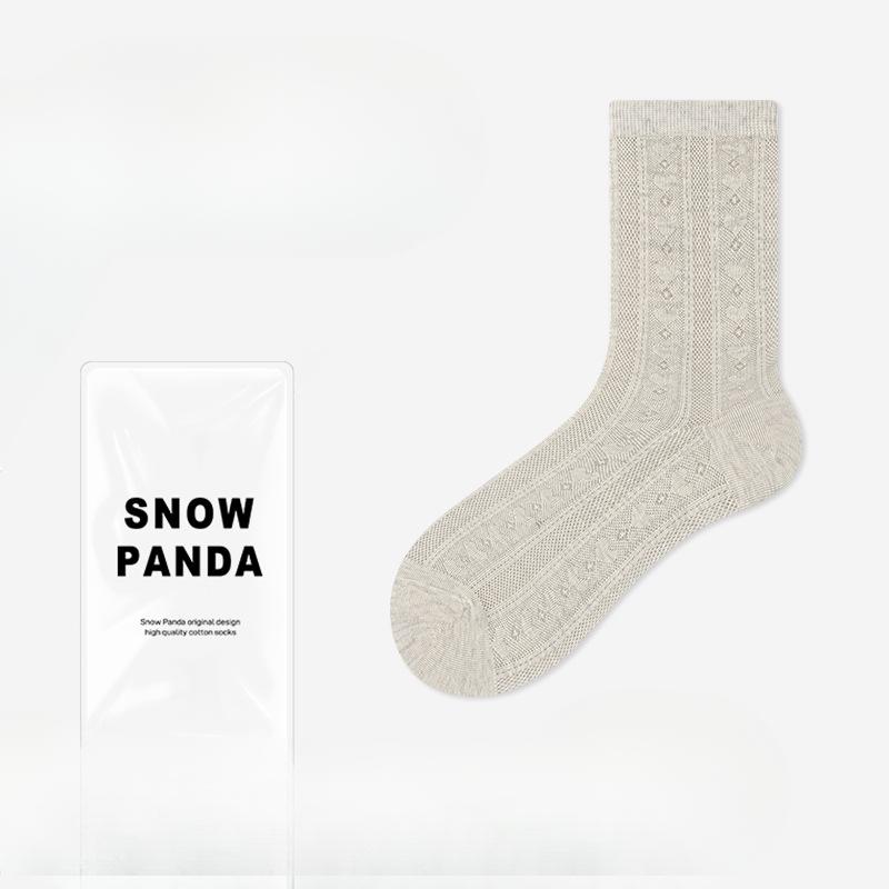 

Женские летние тонкие сетчатые дышащие носки из чистого хлопка, впитывающие пот, дезодорирующие, антибактериальные, трубчатые, ворсовые 1 pair бежевый/серый