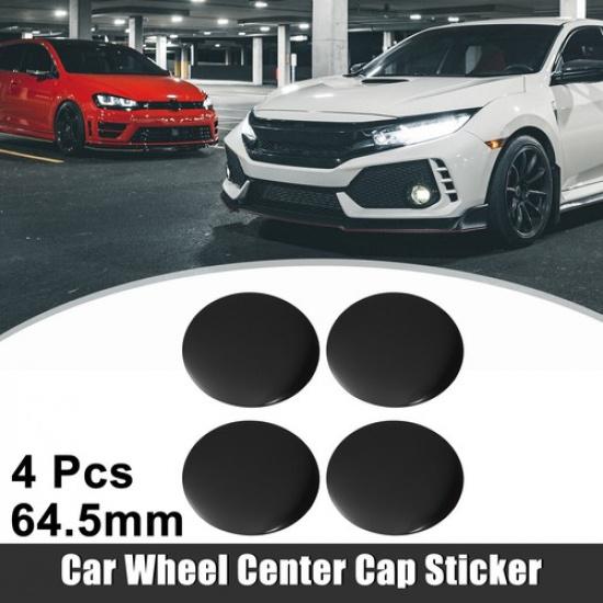 4pcs 645mm Car Wheel Center Hub Caps Universal Emblem Sticker Black