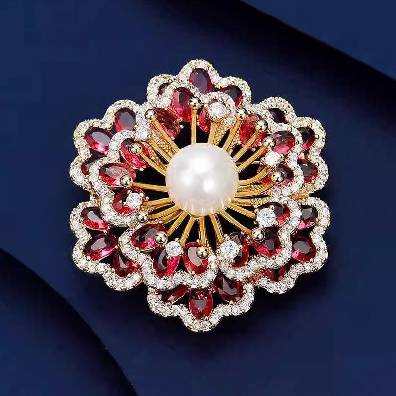 Three-dimensional Begonia Flower High-end Women's Exquisite Luxury High-end Sense Products Brooch