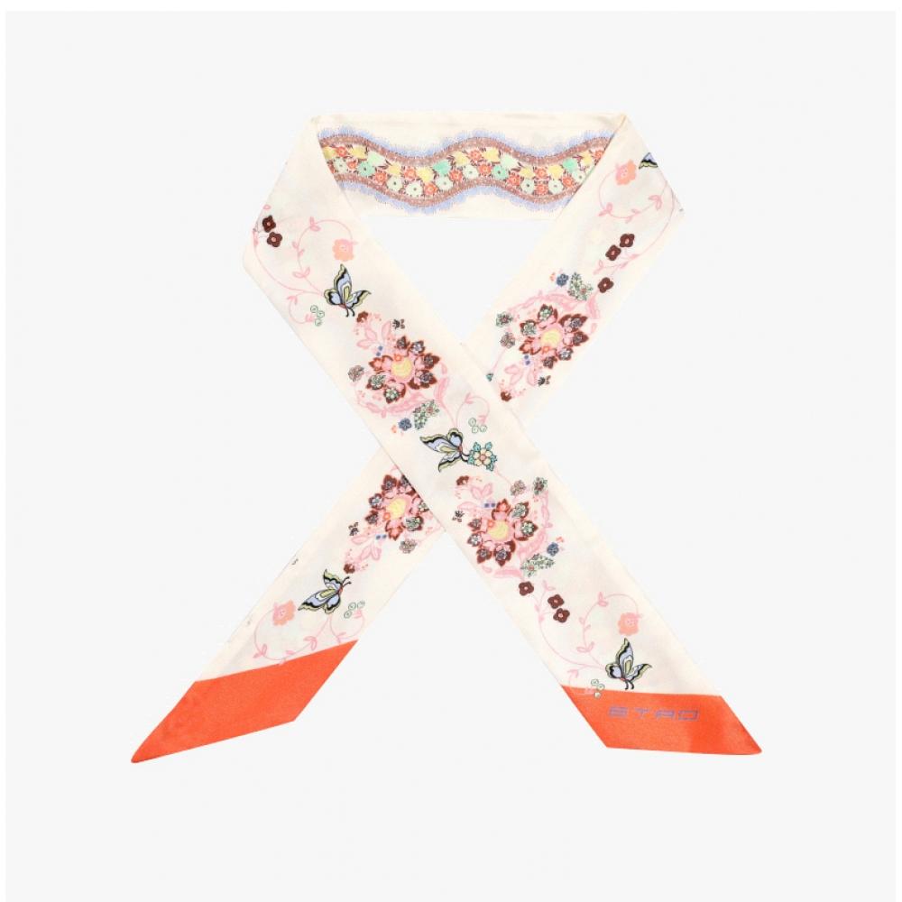 Etro Floral Paisley Skinny Twill Silk Scarf Wata0016ak678