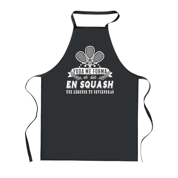 Tablier de cuisine - PLANETEE - Squash Légende Humour - Noir - 90x60 cm - Impression France