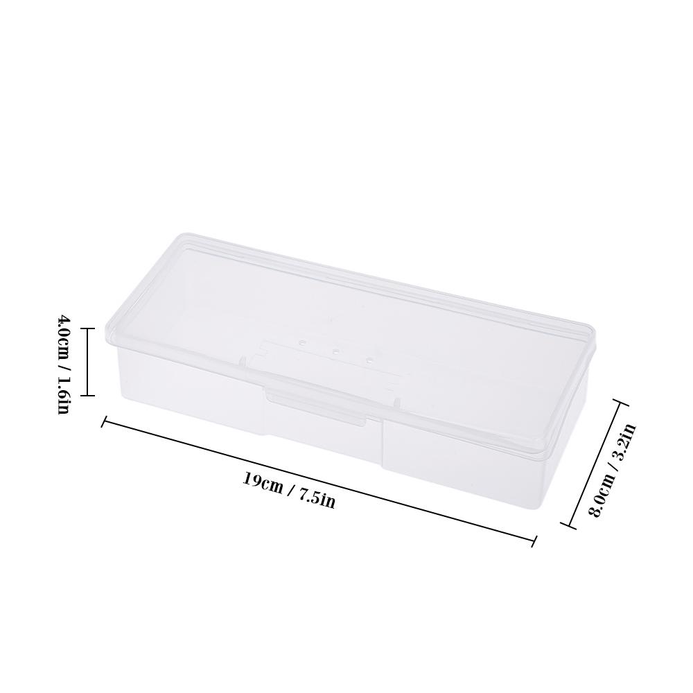 Rectangle Nail Storage Box Plastic Empty Case for Tweezers Clippers Nails Brush Cuticle Pusher Nail Art Tool