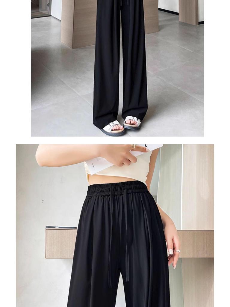 2025 Women's Quick-Dry Ice Silk Wide-Leg Floor-Length Pants, Summer Casual Lightweight Loose Fit, Plus Size Available
